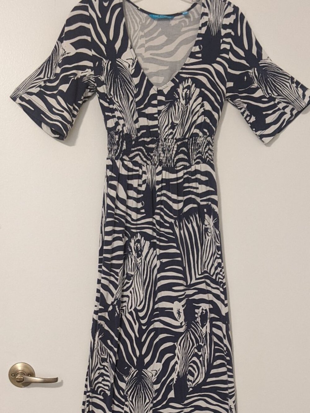 Tori Richard Honolulu Maxi Dress XXS Navy Zebra Print Resort 90's Indie Y2K USA